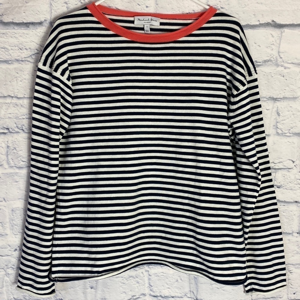 Michael Stars navy striped cotton sweater medium
